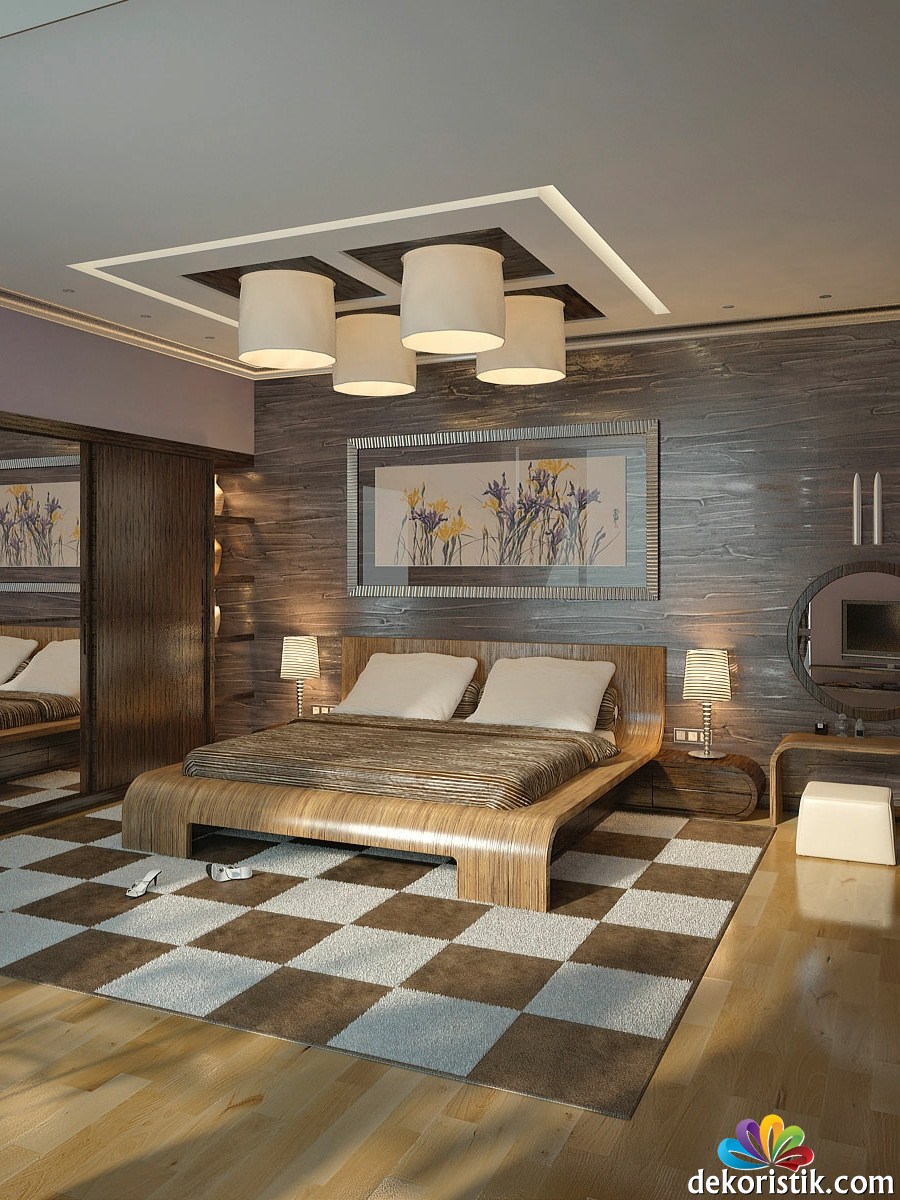 modern,kahverengi,krem,yatak,odası