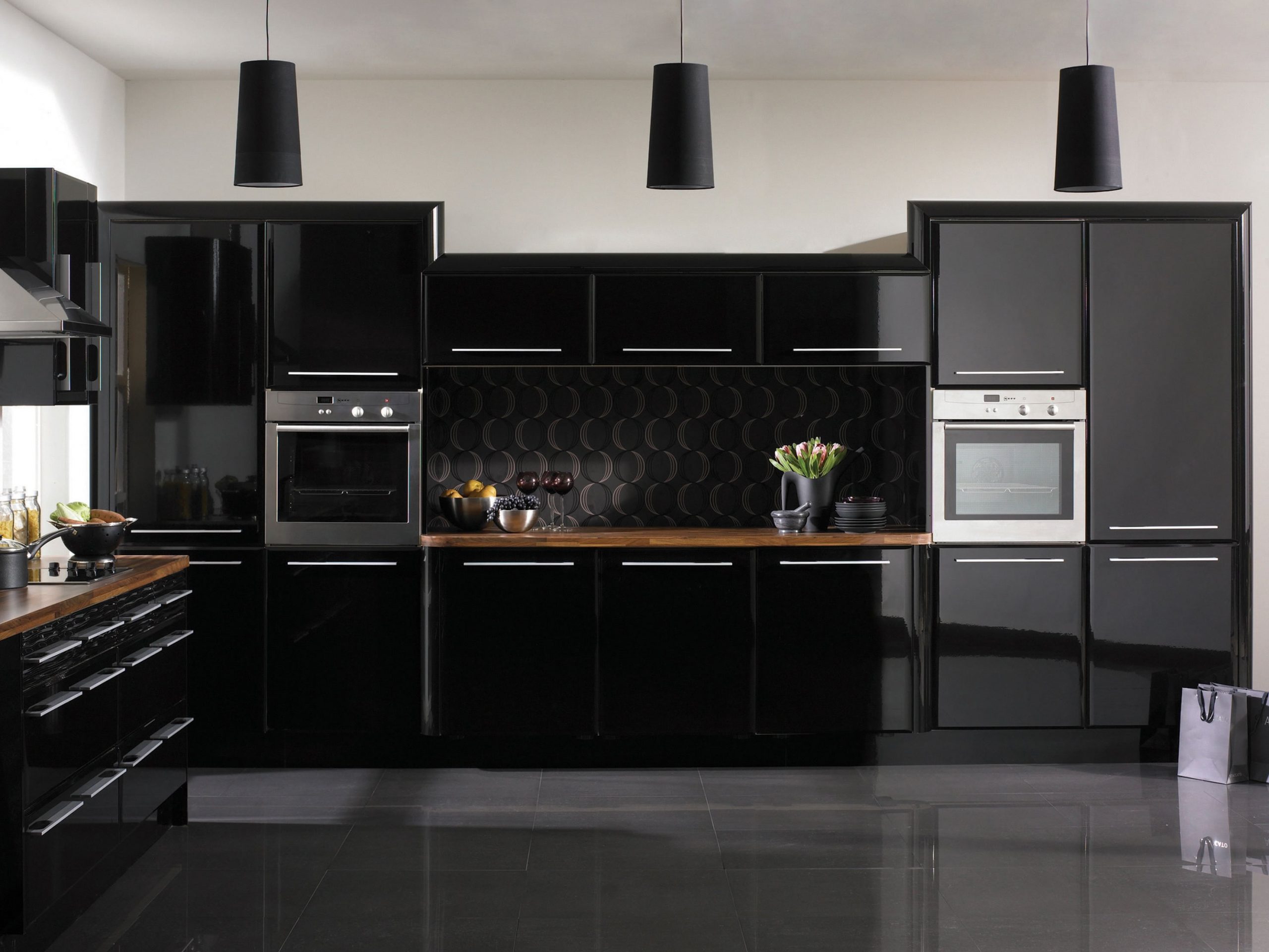 siyah modern mutfak dolabı modelleri