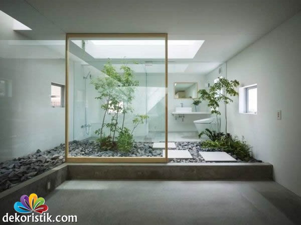 bahçe gibi yeşil banyo tasarımı