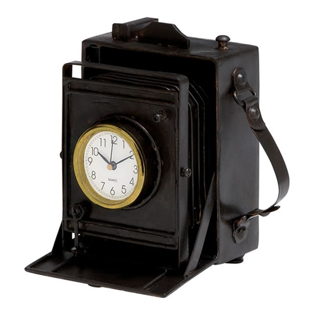 fotoğraf makinesi şeklinde masa saati