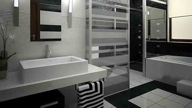 Siyah Beyaz Banyo Tasarımları