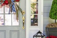 Fall Front Porch Ideas in Navy Blue and Burgundy