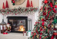 Updated Traditional Red and Green Christmas Living Room Decor