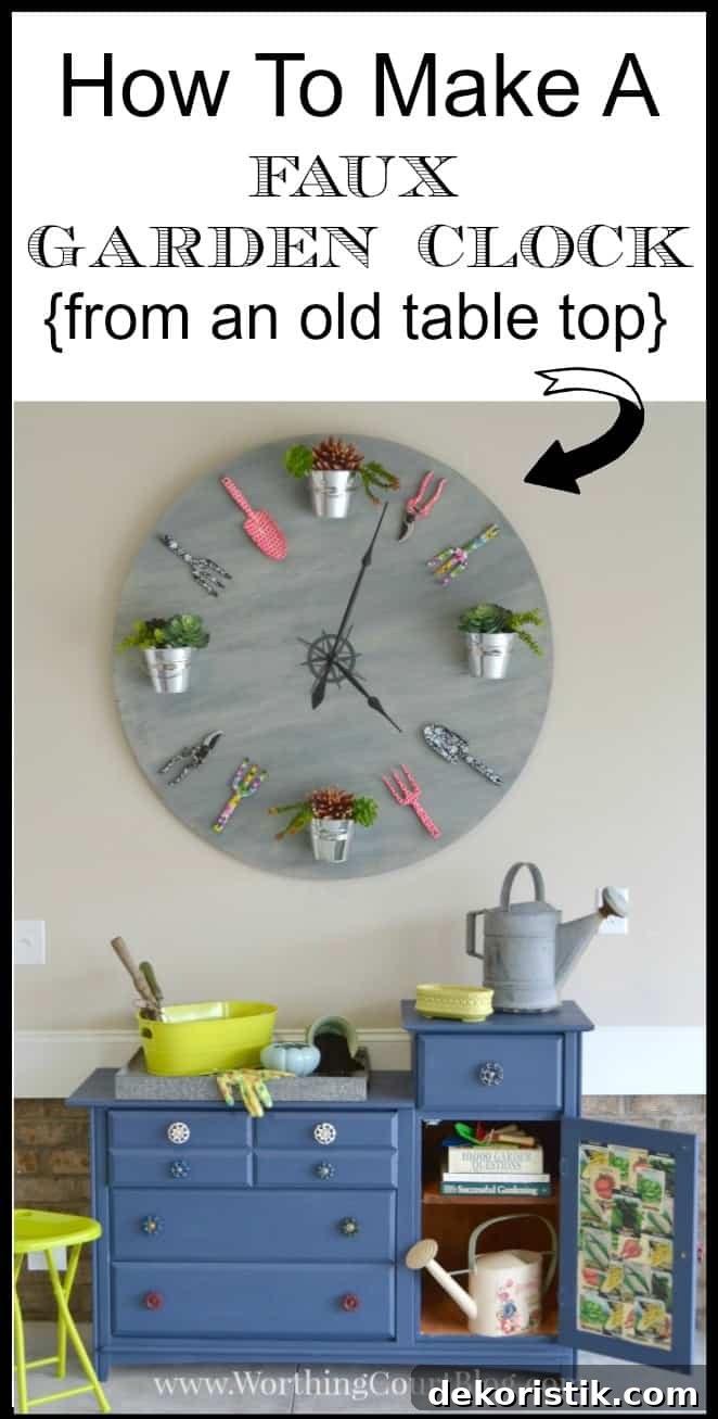 Pinterest image for how to make a faux garden clock