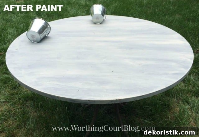 table top after painting in a weathered finish