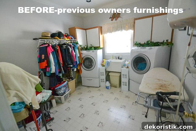 Transform a Cluttered Laundry Room into a Bright, Organized Space 3 Laundry room BEFORE with previous owner's belongings.