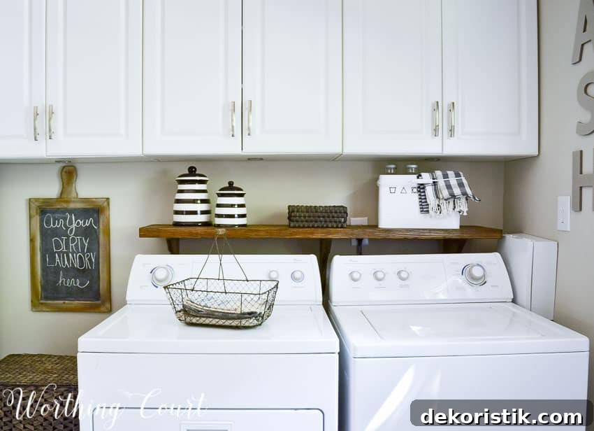 Transform a Cluttered Laundry Room into a Bright, Organized Space 7 There is a wire basket on the washing machine.