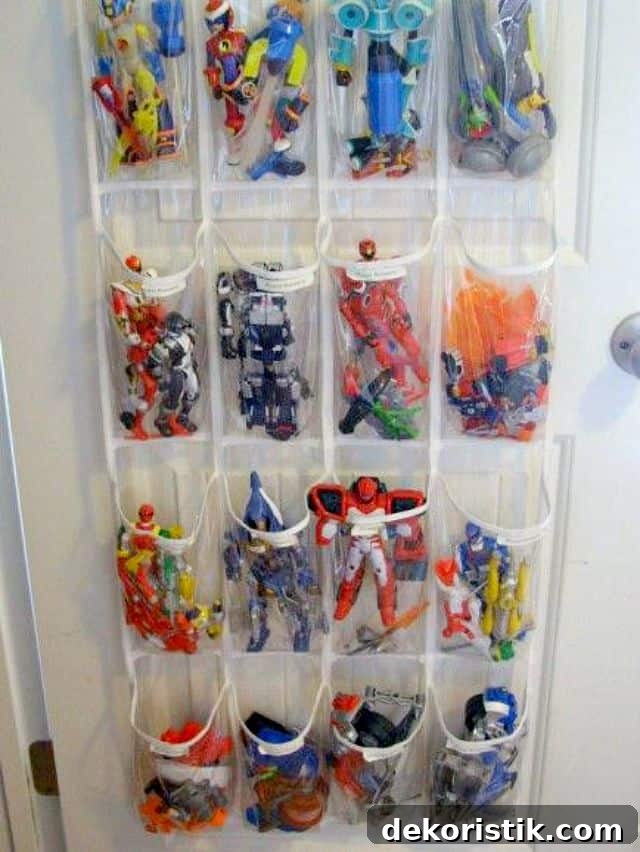 Another example of a shoe bag on a door used for small toys