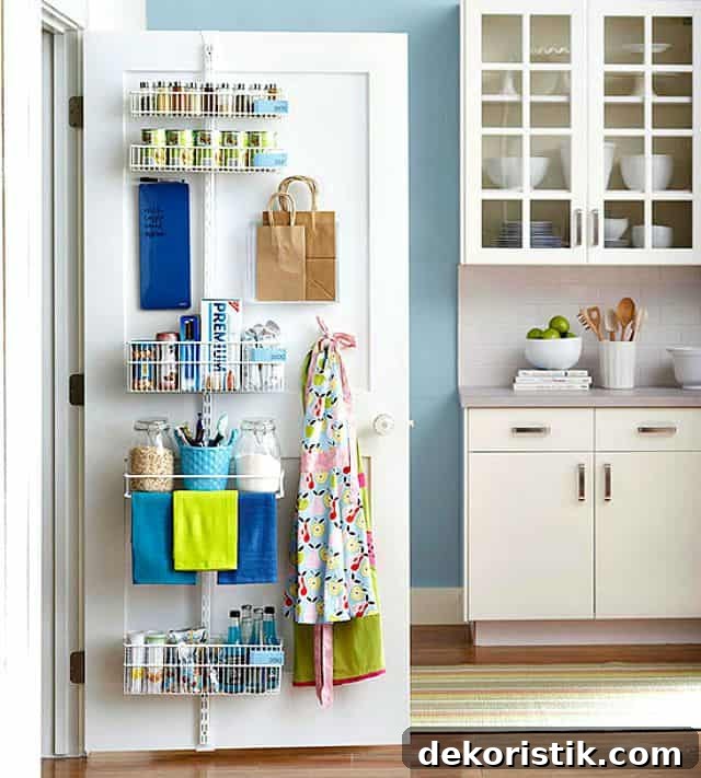 Store kitchen supplies on the inside of a pantry door