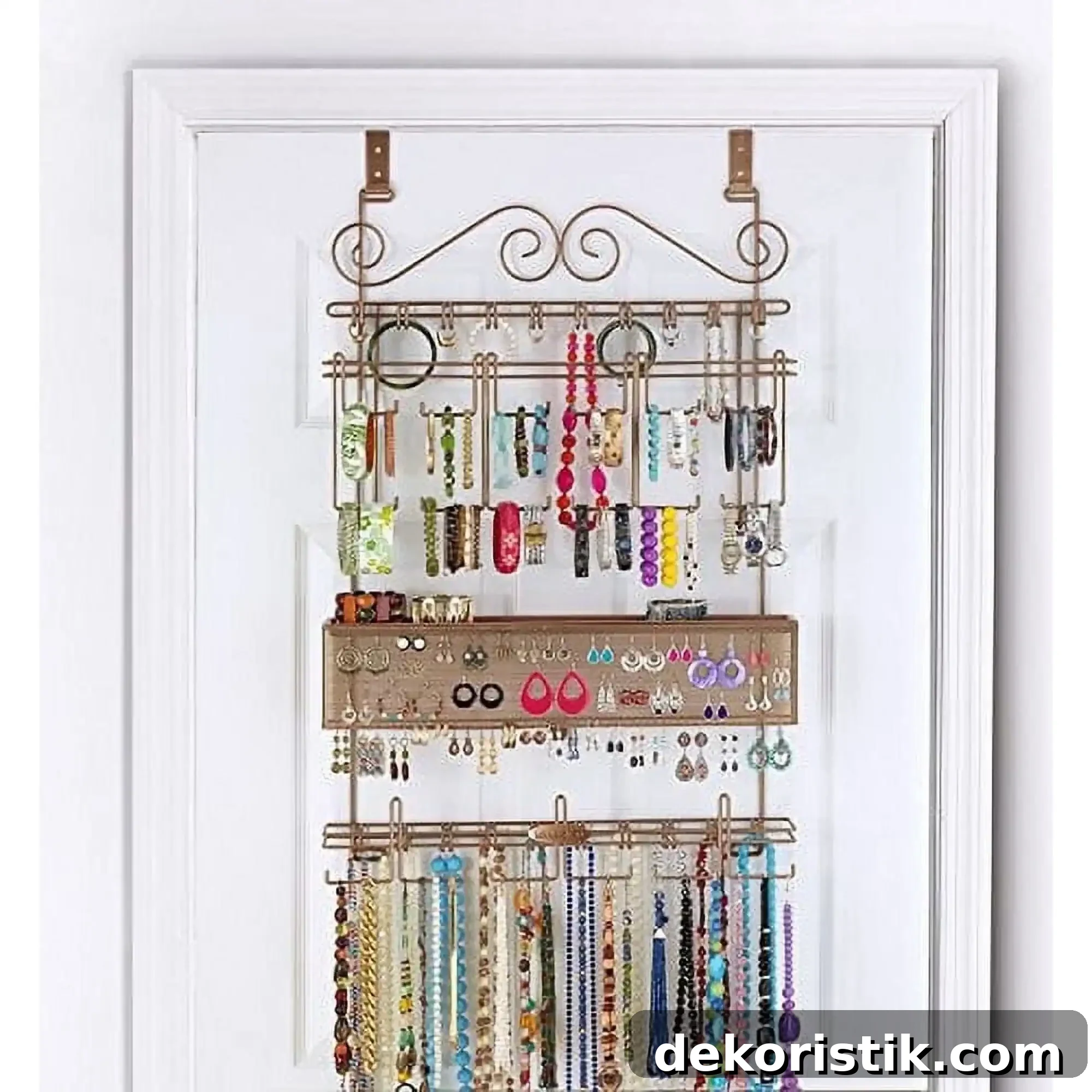 Jewelry organizer hung on a door