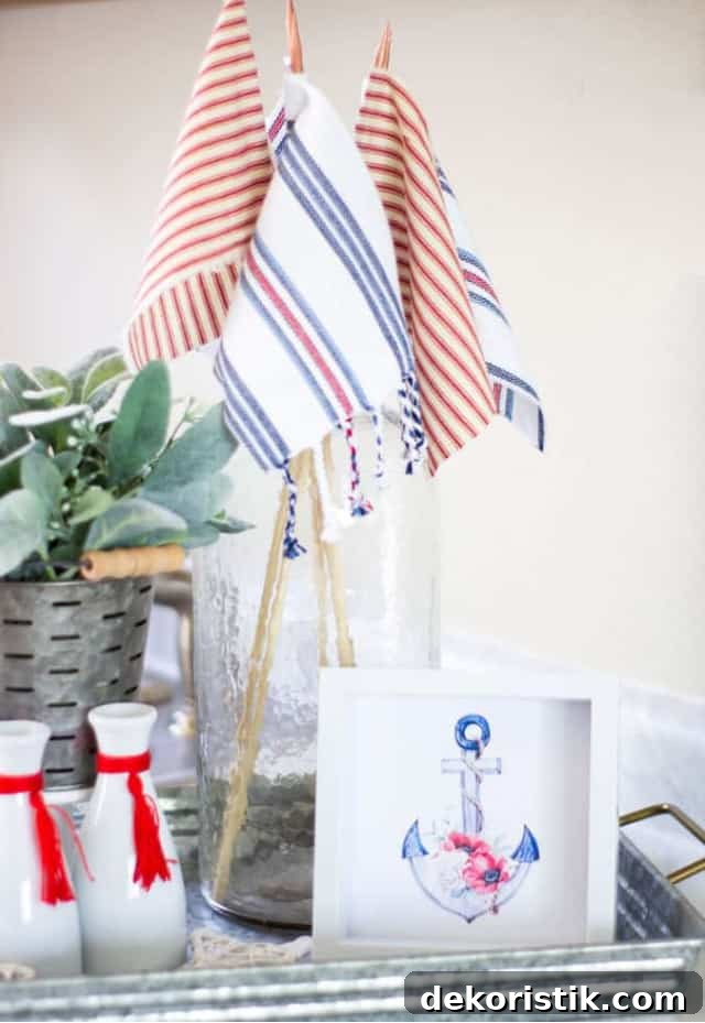 Patriotic Red, White and Blue Decorating Ideas 9 vignette with red white and blue decor