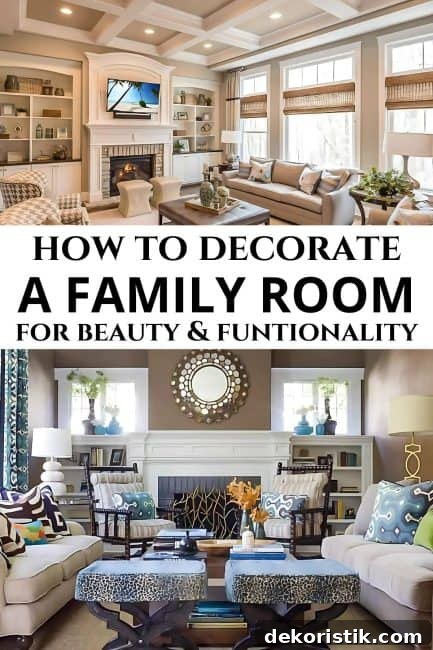 how to decorate a family room pinterest graphic