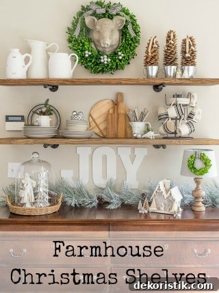 Farmhouse Christmas Shelves poster.