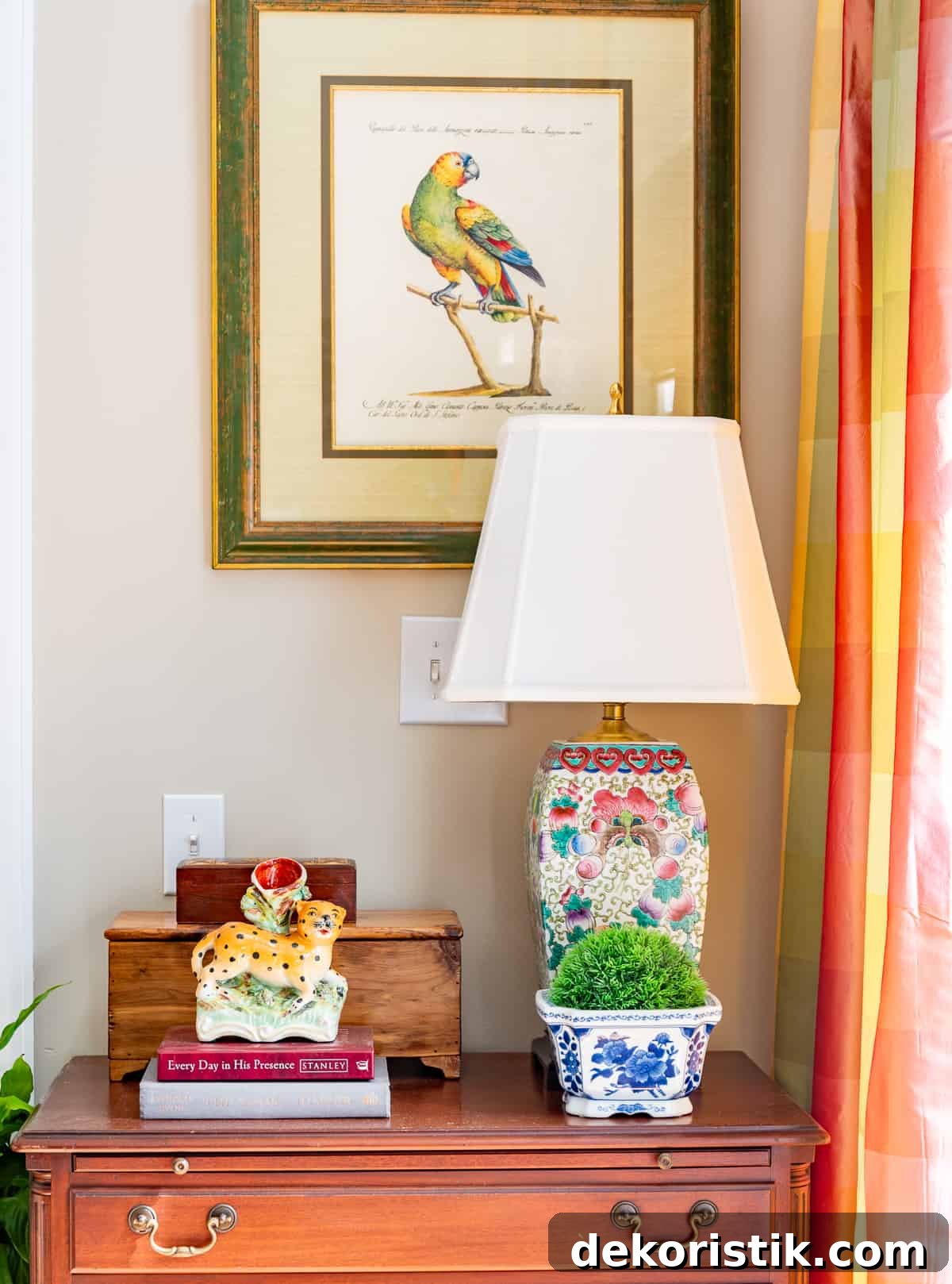 a variety of colorful accessories in a new traditional style living room