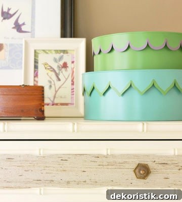 Stacked storage boxes for keeping small items tidy.