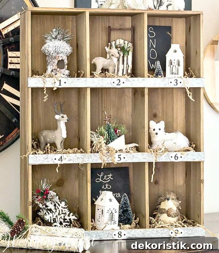 6 Smart Steps Now to Simplify Next Christmas 3 cubbies filled with small Christmas decorations