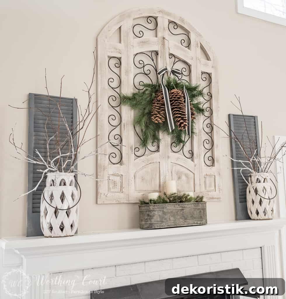 Winter Fireplace Mantel And Hearth