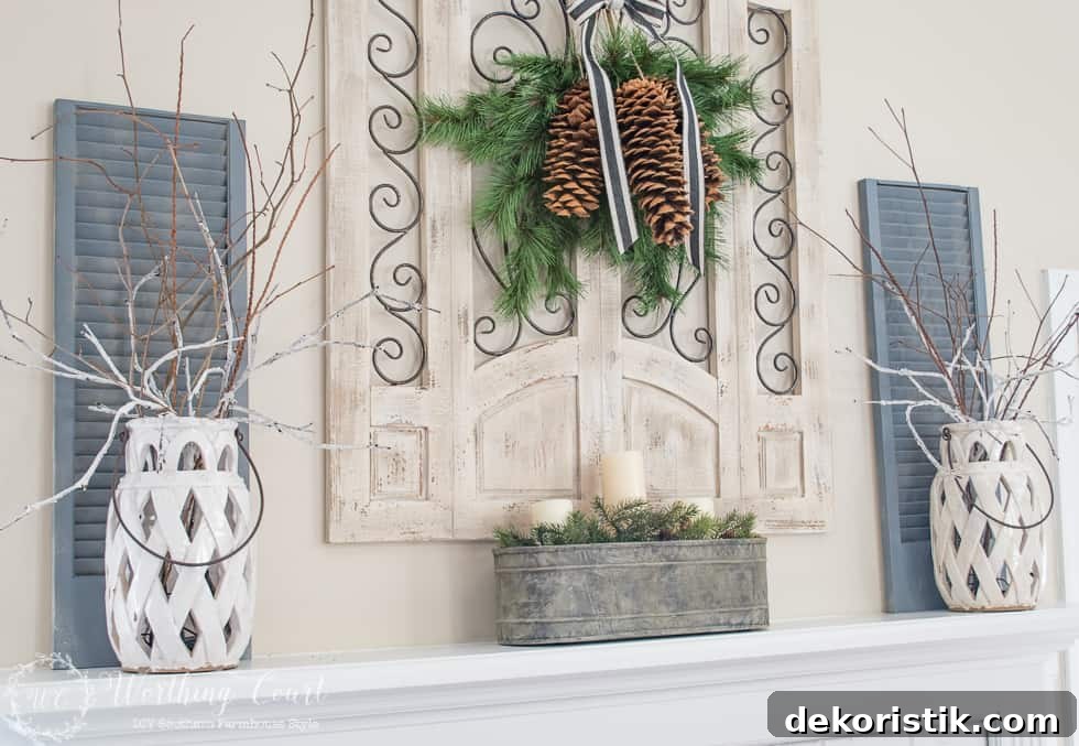 Winter Fireplace Mantel And Hearth