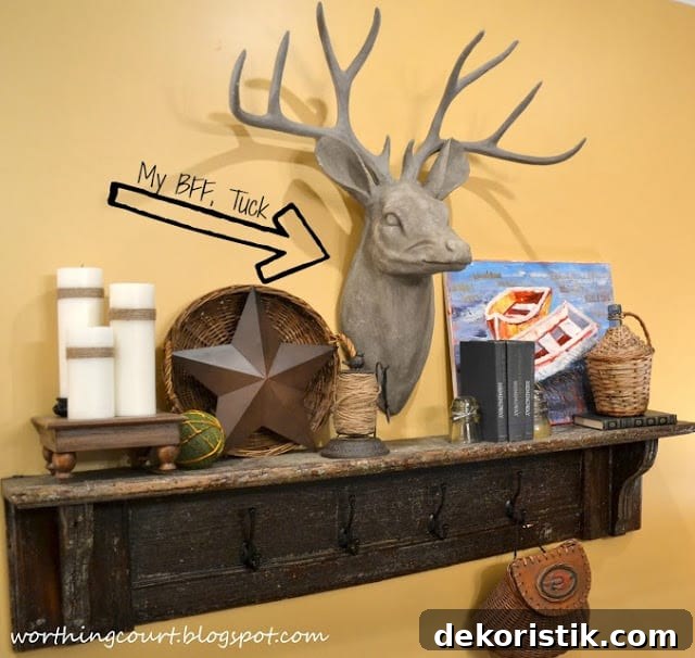 Vintage mantel used for a shelf