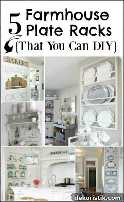 5 Farmhouse Plate Racks To DIY graphic.