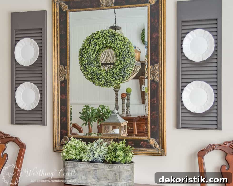 Combining farmhouse touches with traditional dining room furniture