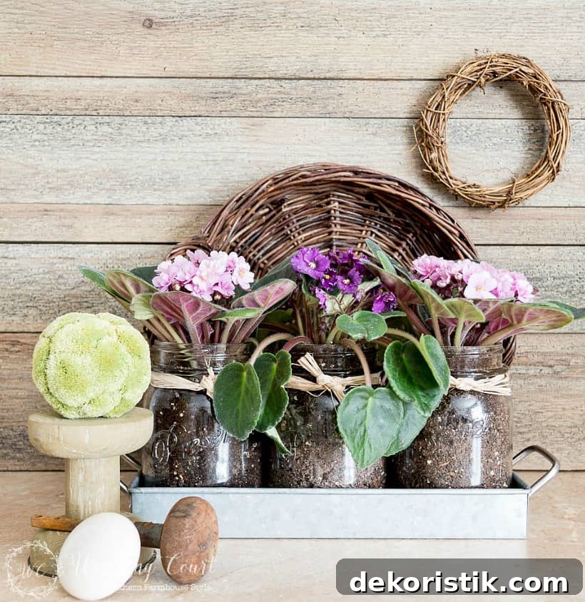 Mason jars filled with flowers.