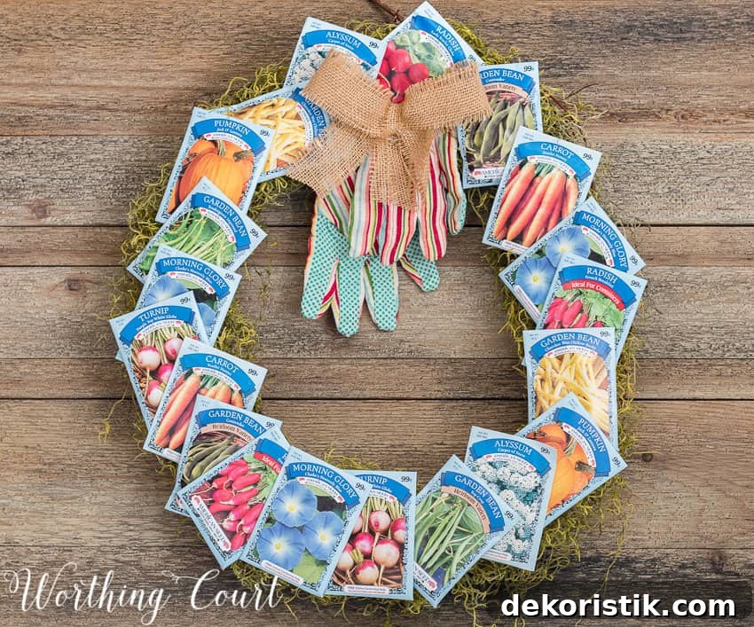 diy wreath made with seed packets
