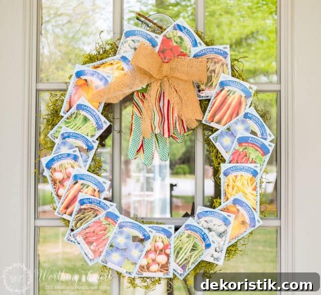DIY wreath made with seed packets