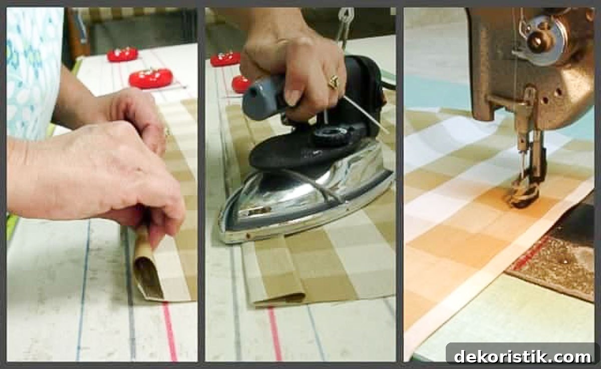 collage of step to making a pillow sham