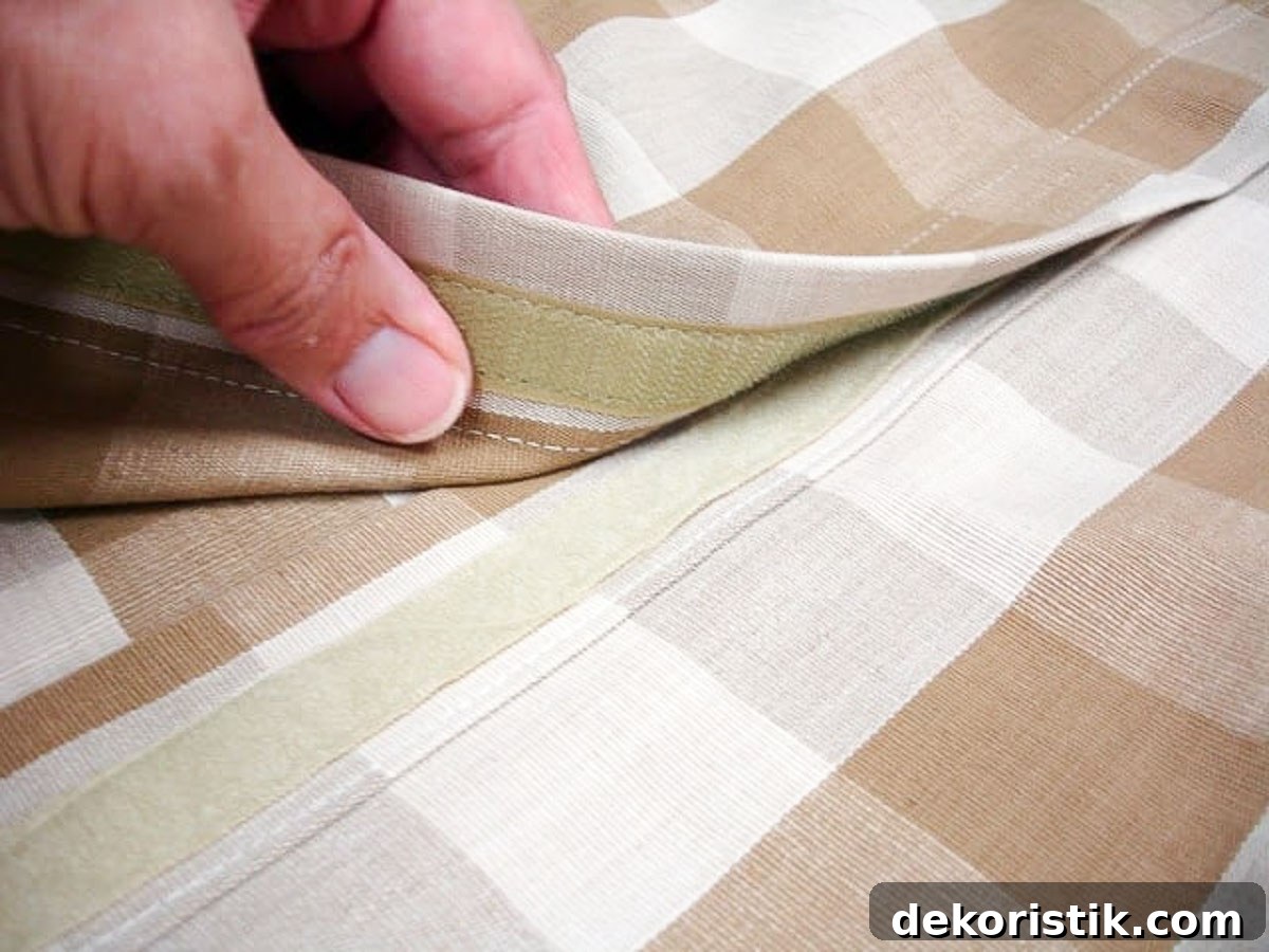 sewing velcro onto the back of a custom pillow sham