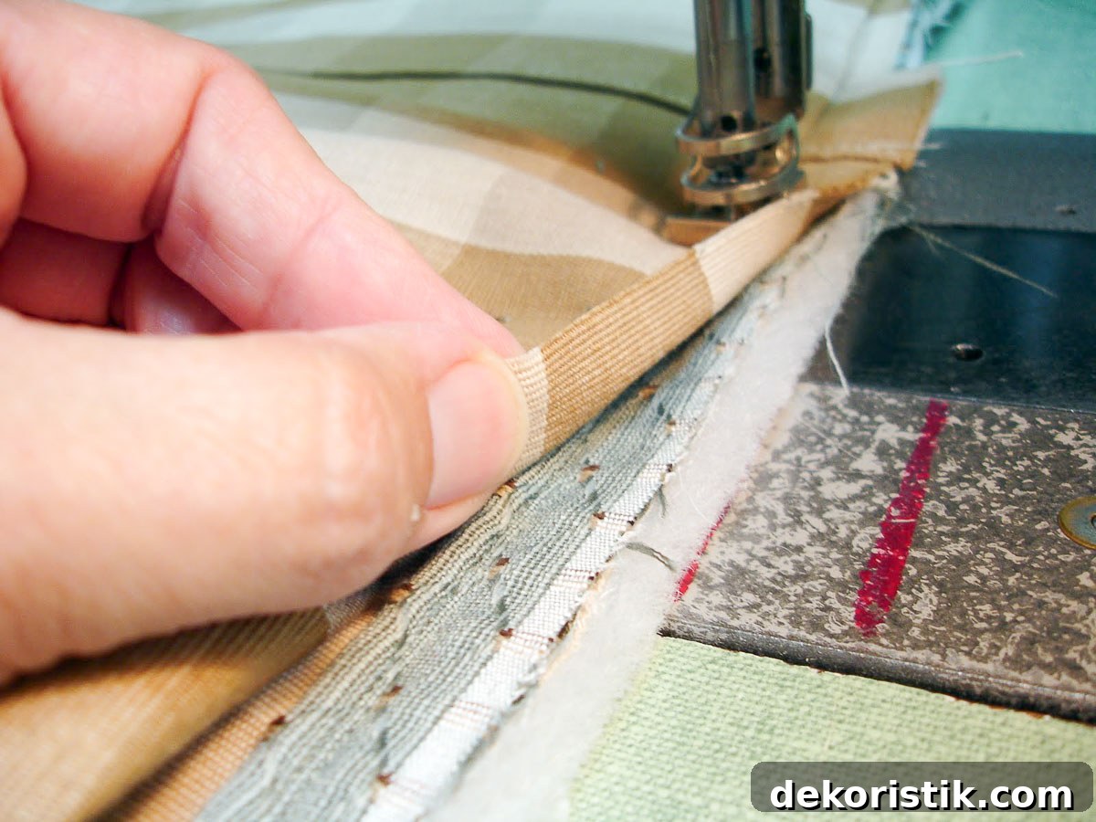 sewing covered cording to a pillow sham