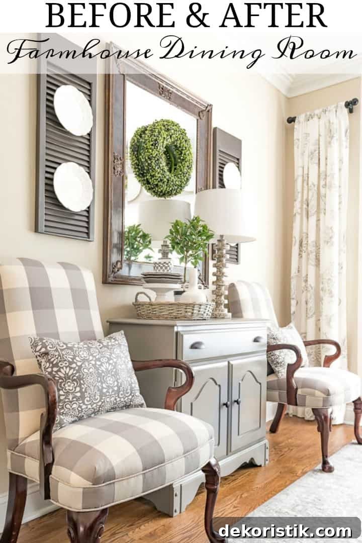 Gray and white farmhouse dining room makeover #farmhouse #diningroomdecor #makeover #diy #graydiningroom #grayandwhitediningroom #farmhousestyle