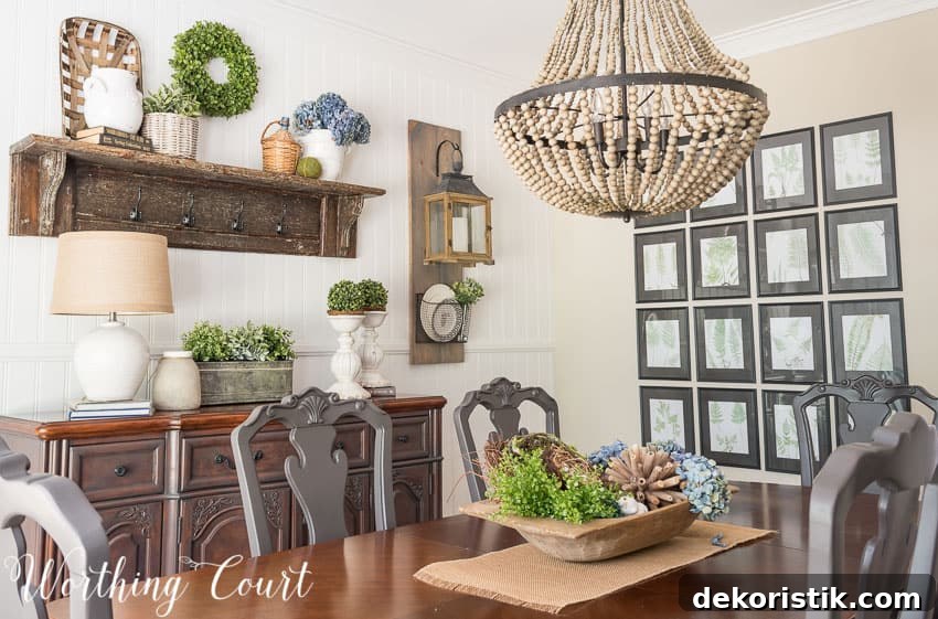 Farmhouse Dining Room Makeover - an inexpensive way to fill a large wall with art