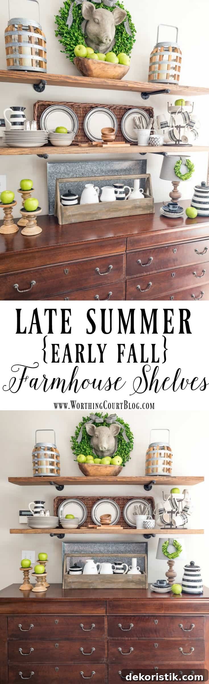 Late Summer or Early Fall Rustic Farmhouse Open Shelves