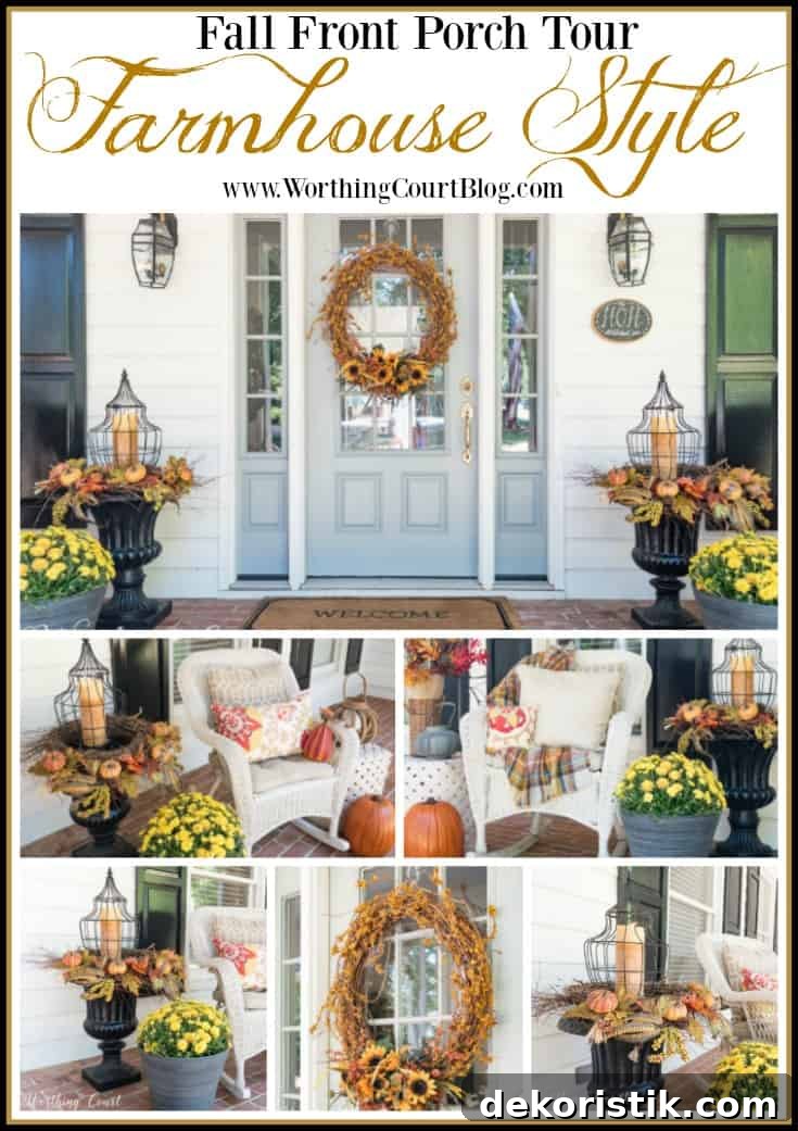Farmhouse fall front porch tour || Worthing Court