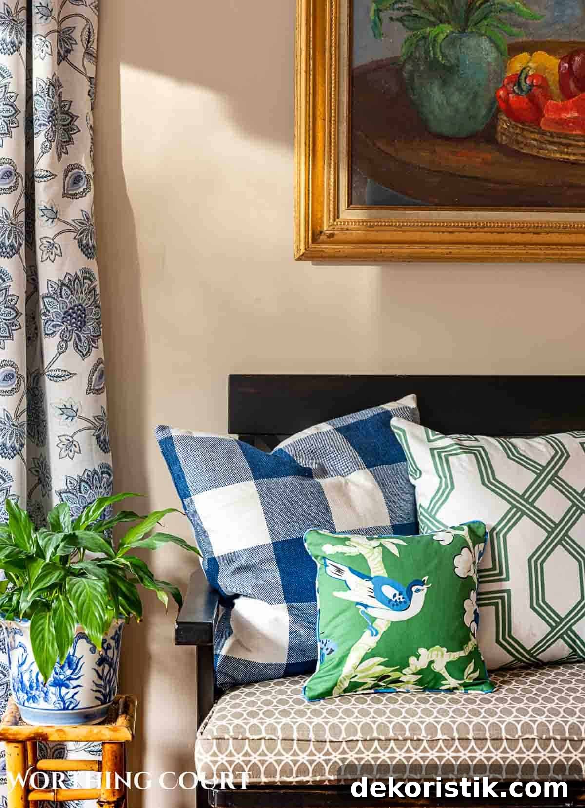5 High-Impact DIY Projects for Small Budgets 5 blue and green summer pillows on a black bench