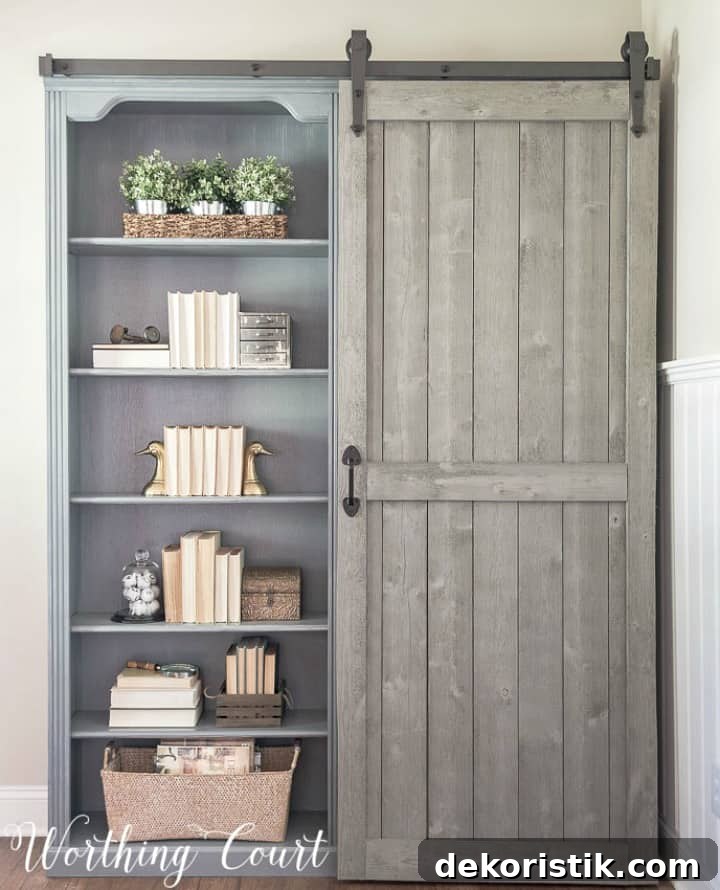 5 High-Impact DIY Projects for Small Budgets 7 pair of gray bookcases with sliding door on front