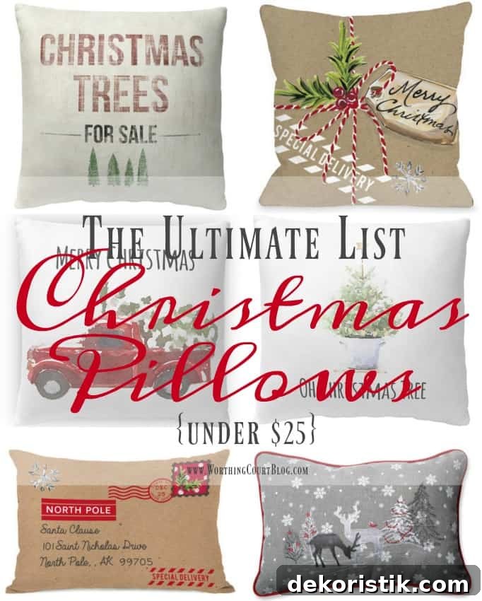 The Ultimate List Of Farmhouse Christmas Pillows Under $25 || Worthing Court