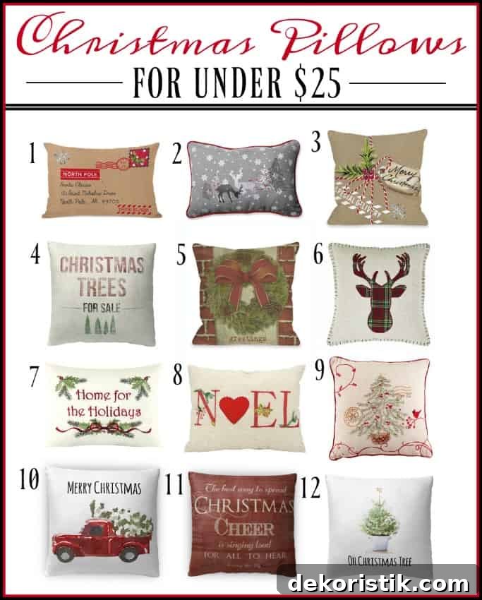 The Ultimate List Of Farmhouse Christmas Pillows Under $25 || Worthing Court