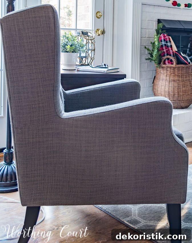 How to Create a Cohesive Family Room 6 Side view of wing chair || Worthing Court
