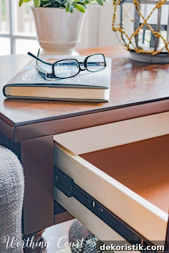 How to Create a Cohesive Family Room 8 Side table drawer glide || Worthing Court