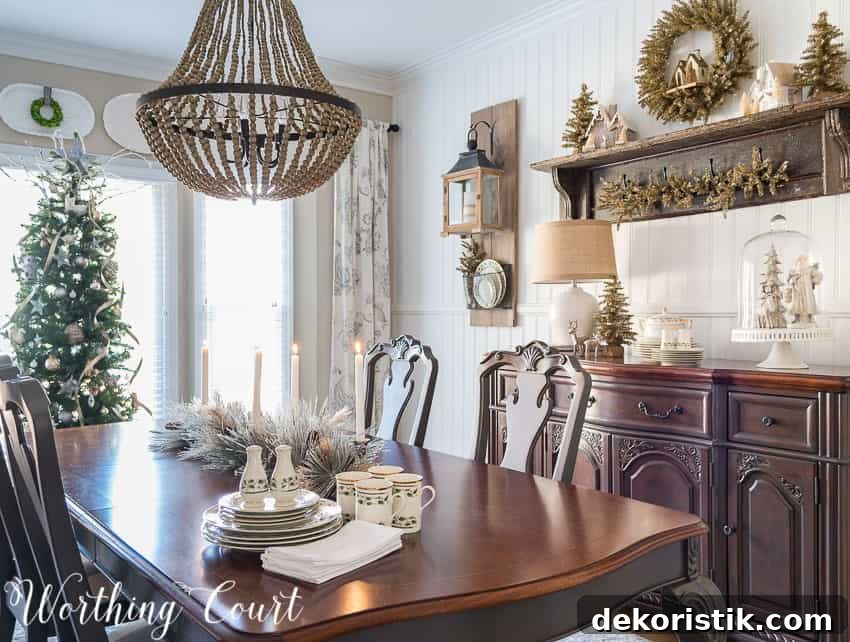 Rustic Glam Farmhouse Christmas Dining Room || Worthing Court