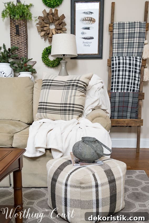 There are different plaid mixes in the throw blankets.