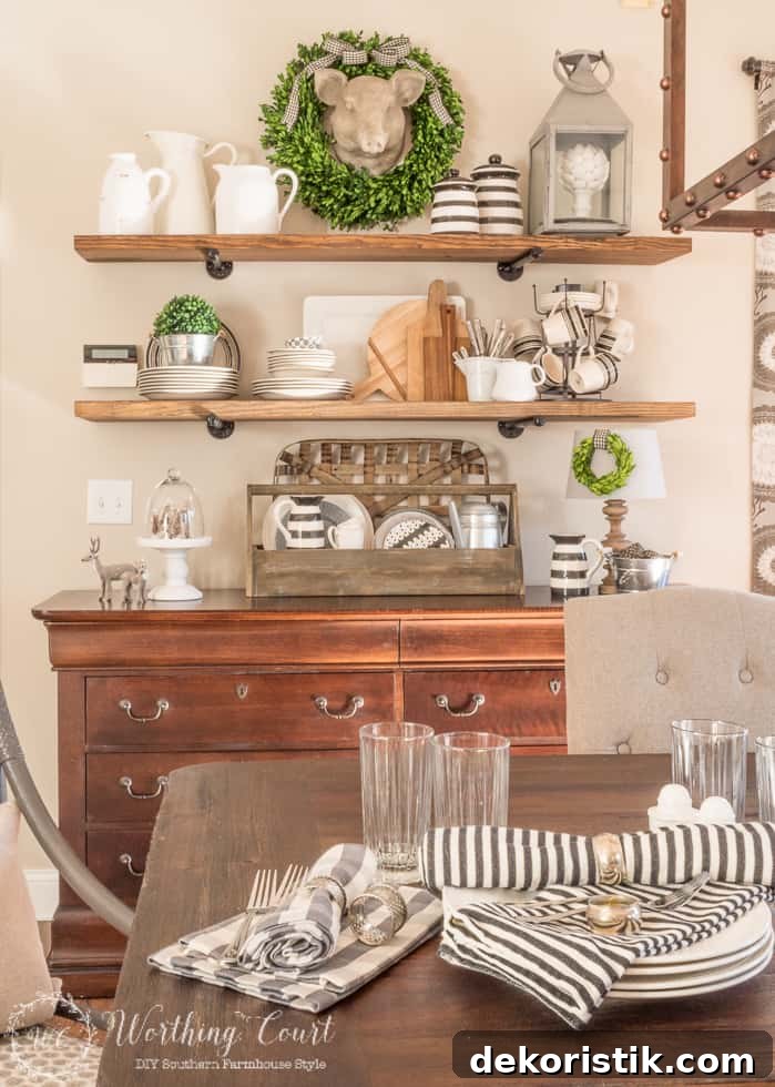 Farmhouse Breakfast Nook Transformation: Before and After 13 There are plates with napkins and napkin rings on the table.