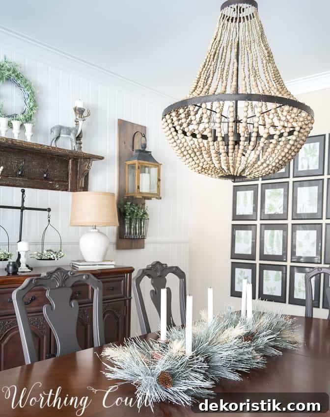 Farmhouse dining room winter decor || Worthing Court