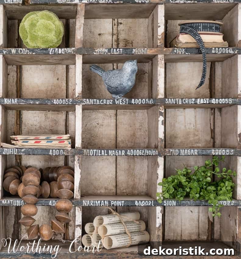 Antique post office mail sorter cubbies || Worthing Court