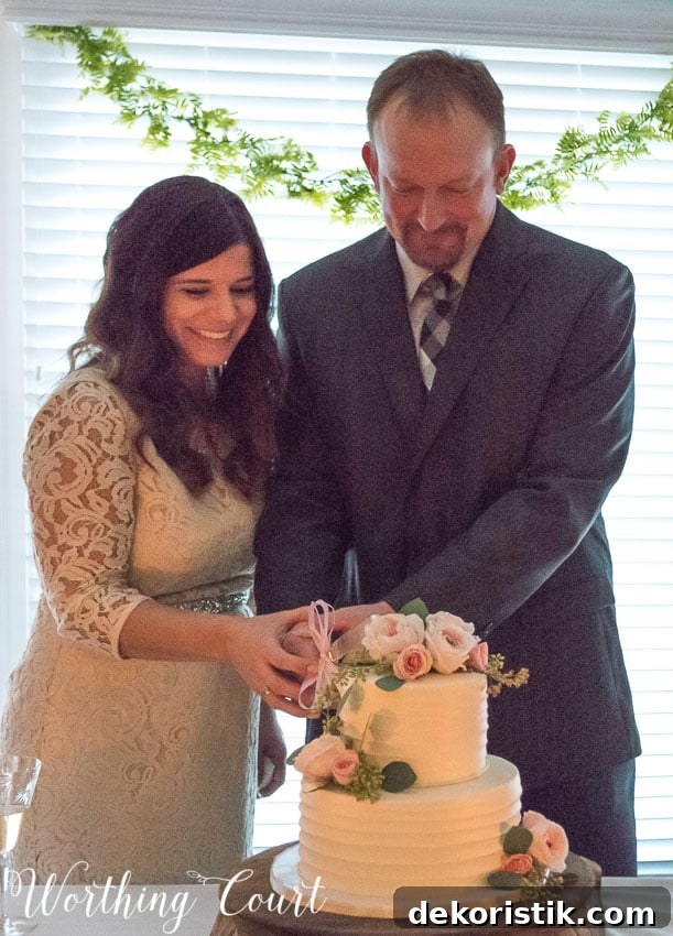 Unforgettable Weekend at Worthing Court 12 Wedding cake cutting by candlelight.