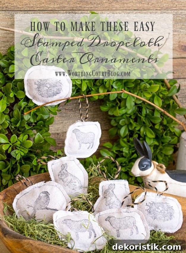Easter tree ornaments made with a drop cloth