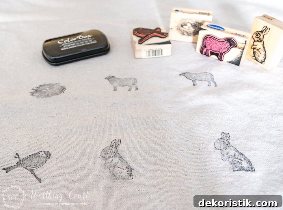 Stamped Dropcloth Easter Ornaments