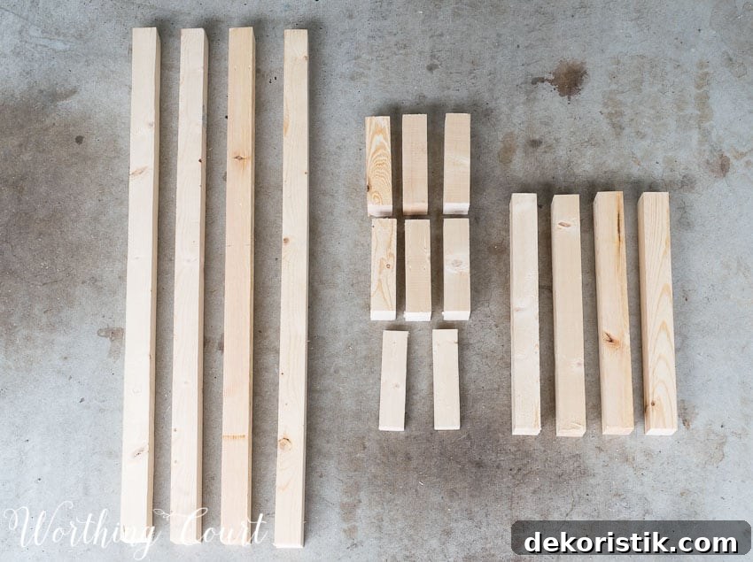 Cutting the wood to size for the bench.